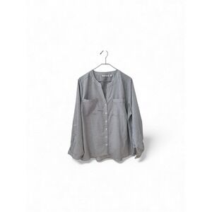 NOTATIONS WOMAN Plus Size 2X Geometric Print Button Down Shirt Top Long Sleeve